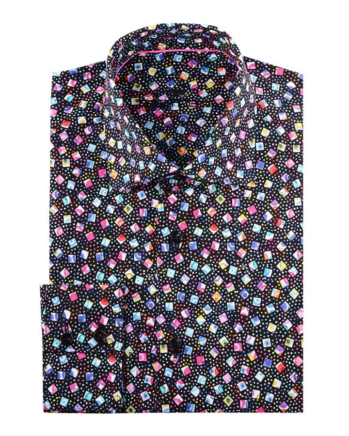 Men's Val Multicolor Squares And Dots Poplin