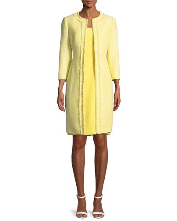 Two-piece Tweed Coat & Crepe Dress