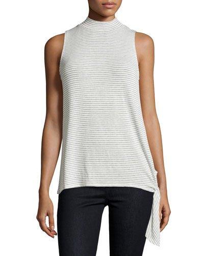 Mock-neck Sleeveless Top, Gray