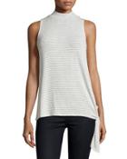 Mock-neck Sleeveless Top, Gray