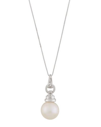 14k Freshwater Pearl & Diamond Pendant Necklace,