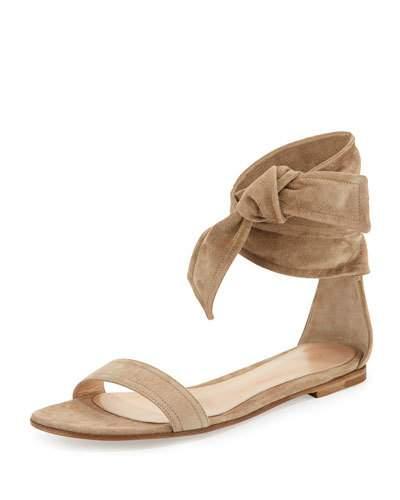 Beverly Suede Ankle-tie Flat