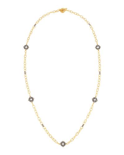 Long Round Cz Crystal Station Necklace