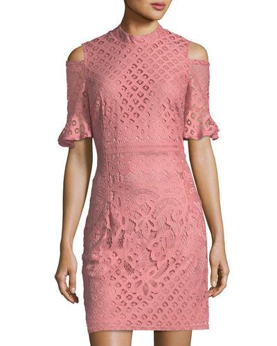 Lace Sheath Cold-shoulder Dress