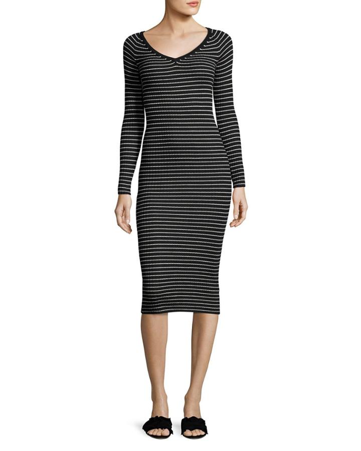 Merino Wool Long-sleeve Striped Rib-knit