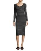 Merino Wool Long-sleeve Striped Rib-knit