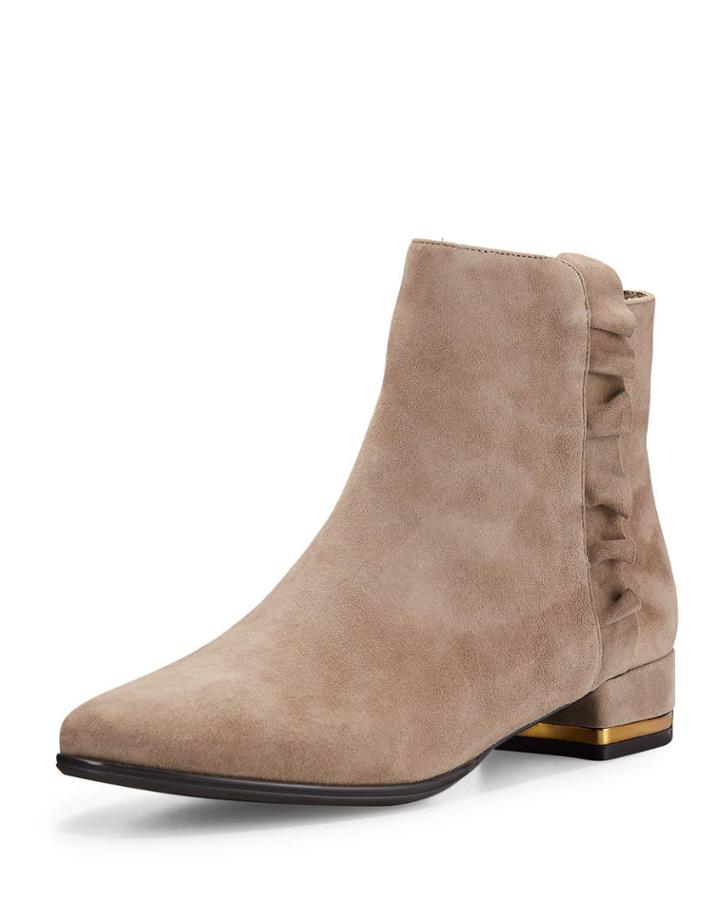 Azay Ruffle Suede Ankle Booties