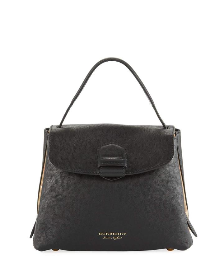 Calf Leather Satchel Bag, Black