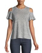 Cold-shoulder Linen Jersey T-shirt