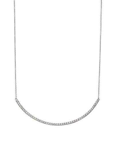 18k White Gold Curved Diamond Bar Necklace