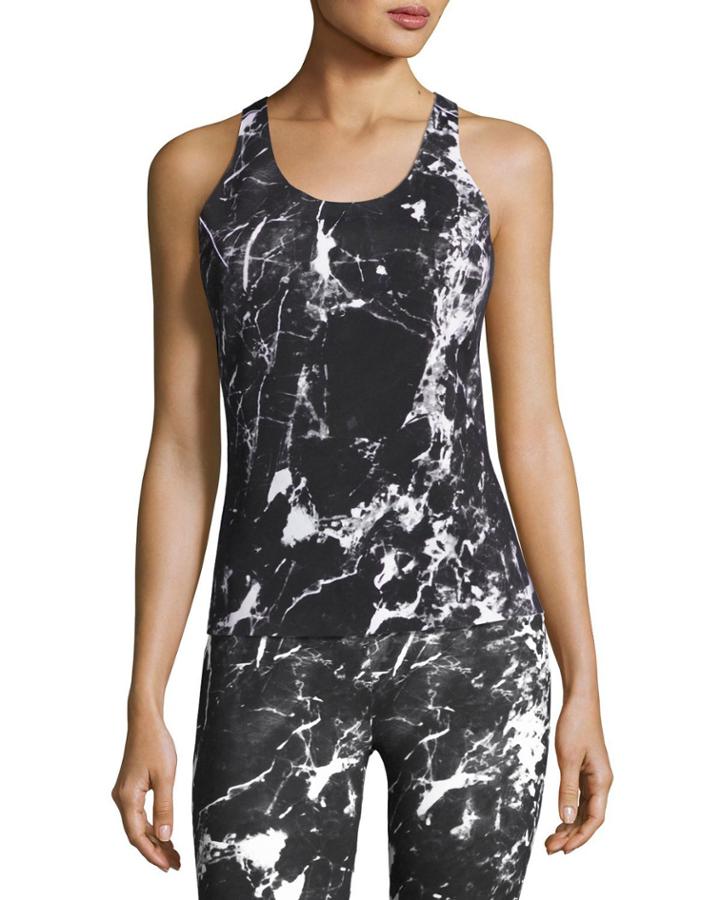 Reversible Racer Active Tank Top, Black Pattern