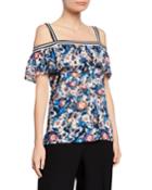 Floral-print Cold-shoulder Ruffle Top W/
