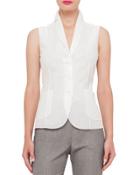 Cotton-voile Sleeveless Gilet Blouse, Anemone