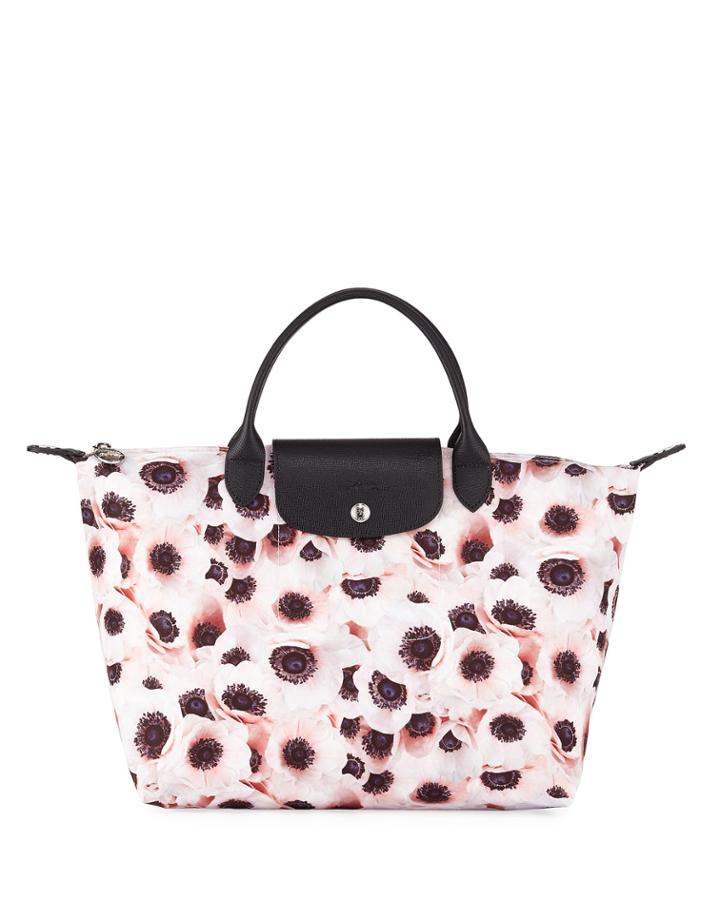 Le Pliage Medium Anemone-print Top-handle Tote Bag