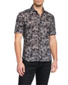 Men's Soft-touch Floral-print Button-down Cotton