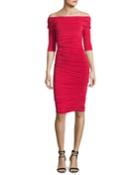 Off-the-shoulder Ruched Cocktail Dress