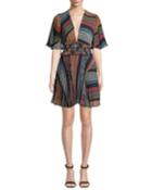 Elaina Pleated Multi-stripe Dress