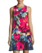Sleeveless Floral-print Shift Dress,