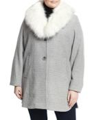 Olivia Faux-fur Plaid Coat, Heather Gray