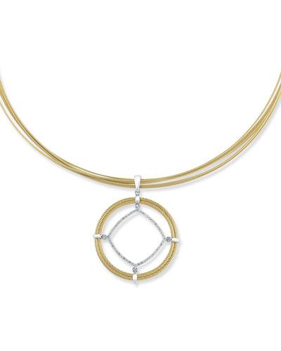 Spring Coil Cable & Diamond Pendant Necklace, Yellow,