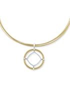 Spring Coil Cable & Diamond Pendant Necklace, Yellow,