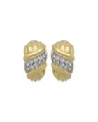 18k Two-tone Diamond-center Huggie Earrings