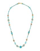 Long Single-strand Bead Necklace, Turquoise