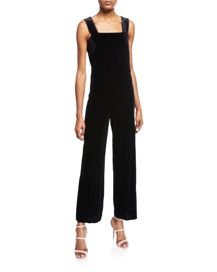 Square-neck Plush Velvet Jumpsuit