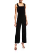 Square-neck Plush Velvet Jumpsuit
