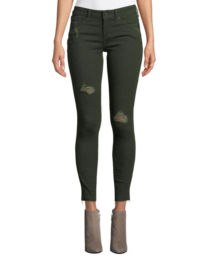 Sarah Distressed Skinny Jeans, Green