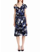 Pop Palm-print Skirt, Blue Pattern