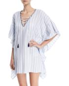 Lace-up Striped Tunic With Blanket