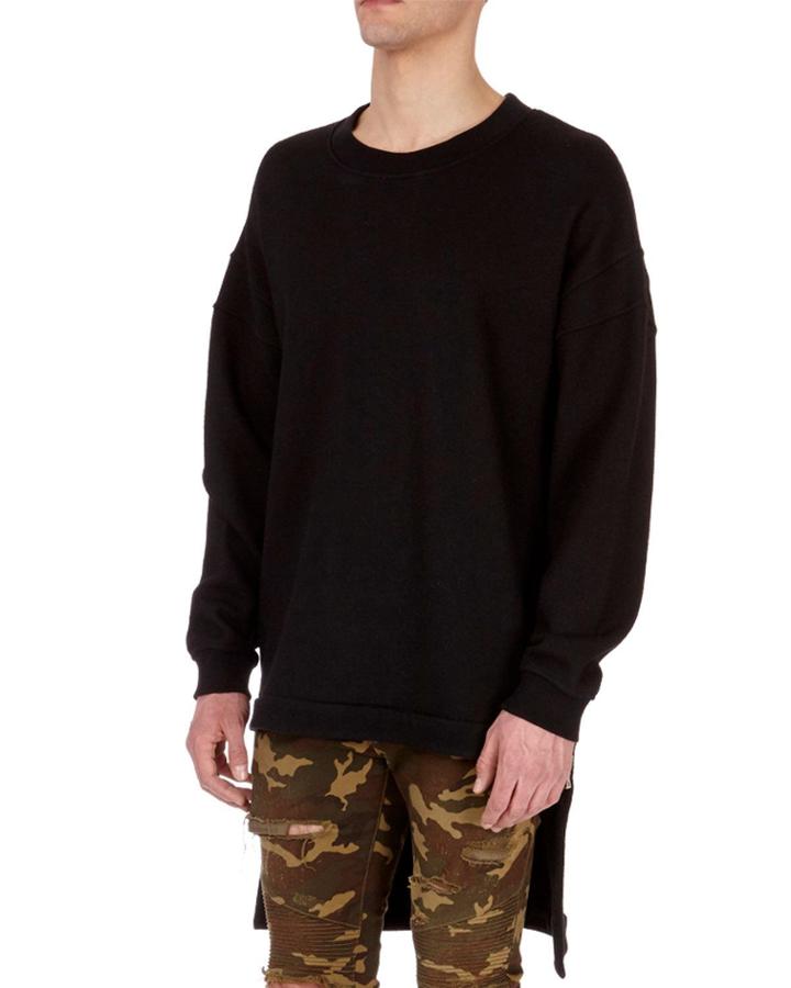 Oversized Wool Sweatshirt With Extended Hem