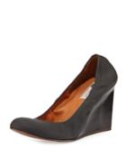 Lanvin Leather Ballerina Wedge Pump, Black, Women's, Size: