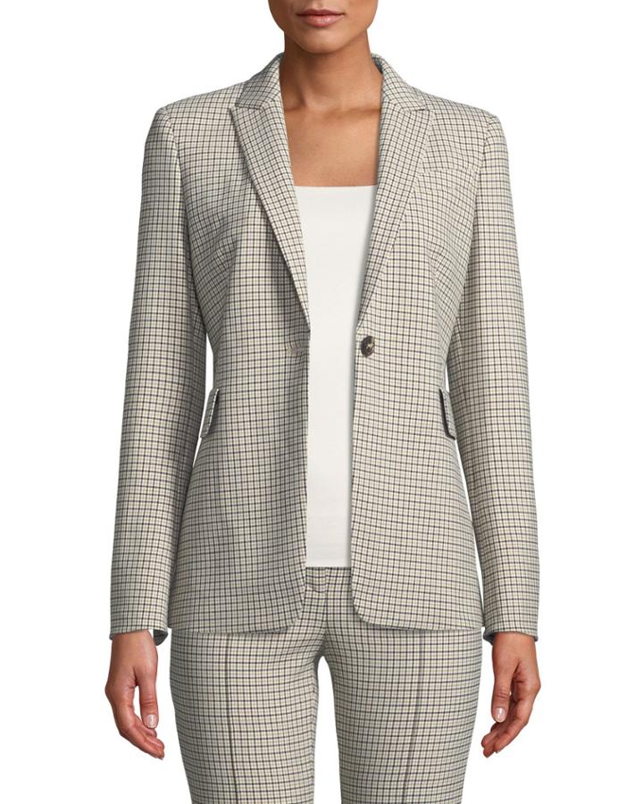 Check One-button Blazer
