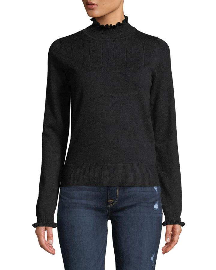 Ruffle-trim Mock-neck