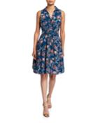 Paisley-print Collared Fit-&-flare Dress