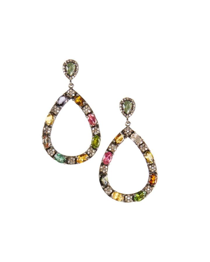 Open Tourmaline-teardrop Earrings