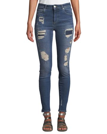 Quincy Mica Distressed Skinny Ankle Jeans
