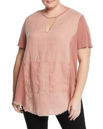 Plus Size Caris Distressed Short-sleeve Washed Top