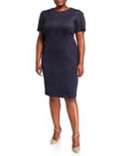 Plus Size Short-sleeve Scuba Suede
