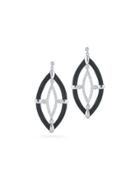 18k Diamond & Cable Marquise Drop Earrings, Black