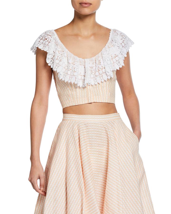 Effie Linen Cropped Blouse With