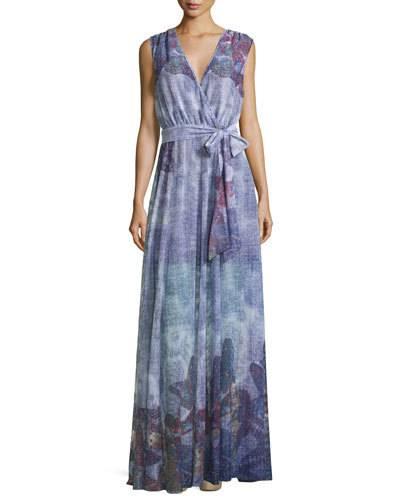 Butterfly-print Maxi Dress, Blue/multi