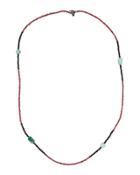 Long African & Sea Glass Beaded Necklace