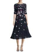 3d Floral Lace Fit-&-flare Cocktail Dress, Blue