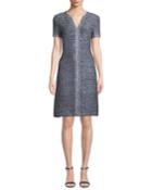 Camille V-neck Short-sleeve A-line Dress With Braided Trim