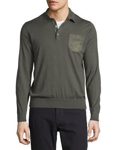Long-sleeve Button-front Pullover