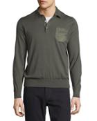 Long-sleeve Button-front Pullover