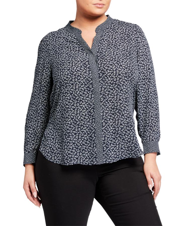 Long-sleeve Printed Blouse